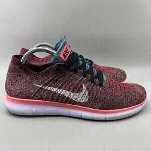 Nike Free RN Flyknit Running Sneakers Men Size 10 Red Pink Lightweight Low Shoes
